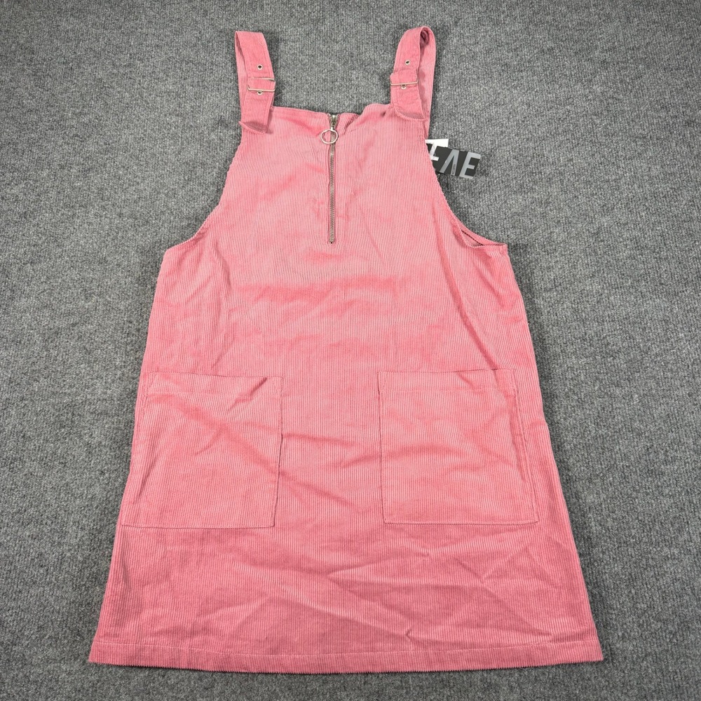 Hyfve Womens Mauve Pink Corduroy Pinafore Jumper Dress Zip Front Large #4967